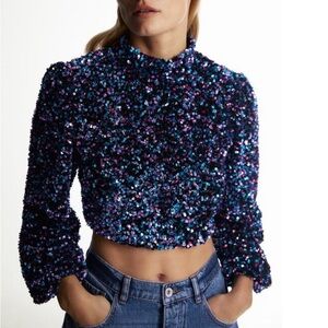 Zara teal / plum sequin top - New with tags